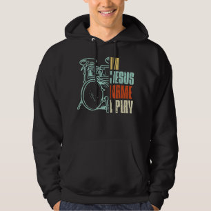 Jezus naam: Ik speel Drums God Drumming Muziek Chr Hoodie