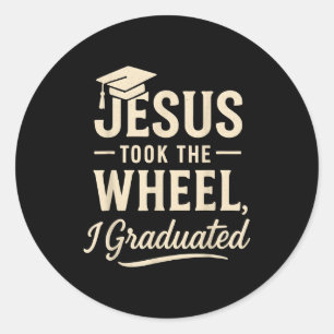 Jezus Nam Het Stuur Ik Slaagde Christelijke Afstud Ronde Sticker
