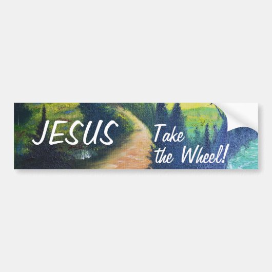 Jezus neemt de Bumpersticker van het Wiel (Voorkant)