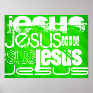 Jezus; Neon Green Stripes Poster