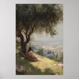 Jezus onder Mosterdboom Bijbelkunst Christelijke K Poster