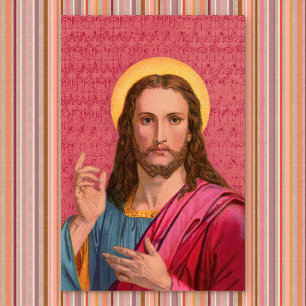 Jezus Onze Redder: Prachtige Vintage Afdruk van Je Poster