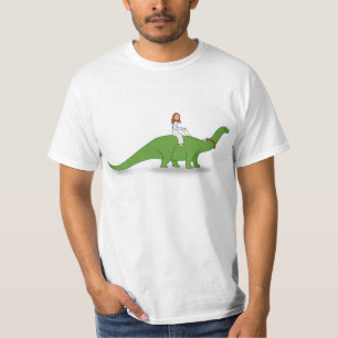 Jezus op een Brontosaurus T-shirt