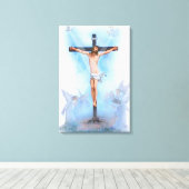 Jezus op kruis met vogels Verpakt Canvas (Insitu (Houten vloer))