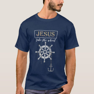 Jezus pakt het wiel aan t-shirt