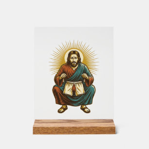 Jezus Pastelt Oncomfortabele Broek Kniebuiging Gym Acryl Bord