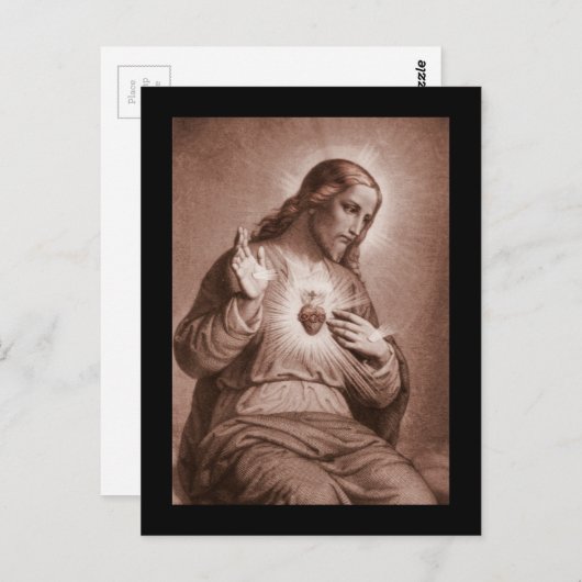 Jezus raakt zijn hart aan briefkaart (Voorkant / Achterkant)