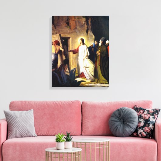 Jezus Raising Lazarus van de dood Canvas Afdruk (Insitu (Woonkamer))