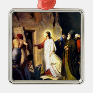 Jezus Raising Lazarus van de dood Metalen Ornament