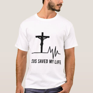 Jezus redde mijn leven Christelijk kruisgeloof T-shirt