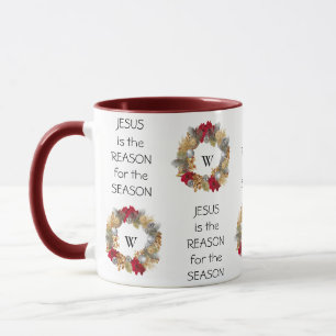 JEZUS REDEN SEIZOEN Feestelijke krans KERSTMIS Mok