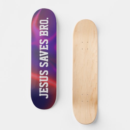 Jezus redt Bro. Abstract rood skateboard (Voorkant)