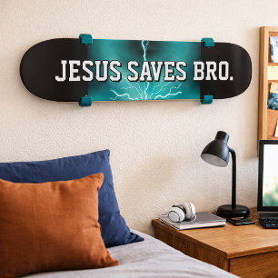 Jezus Redt Bro. Blue Lightning Skateboard