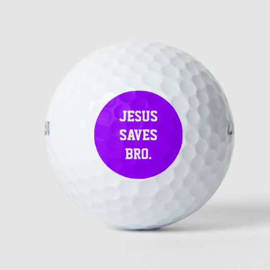 Jezus redt Bro. Neon Paarse Golfballen (Voorkant)