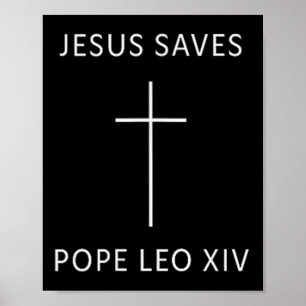 Jezus redt Christelijk kruis met minimaal religieu Poster