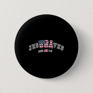 Jezus redt de VS Amerikaanse vlag Patriottisch C Ronde Button 5,7 Cm