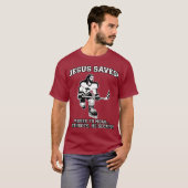 Jezus redt een grappig hemd op Hockey T-shirt (Voorkant volledig)
