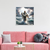 Jezus redt een jonge vrouw in een Storm Canvas Afdruk (Insitu (Woonkamer))