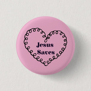Jezus redt Hart Ronde Button 3,2 Cm