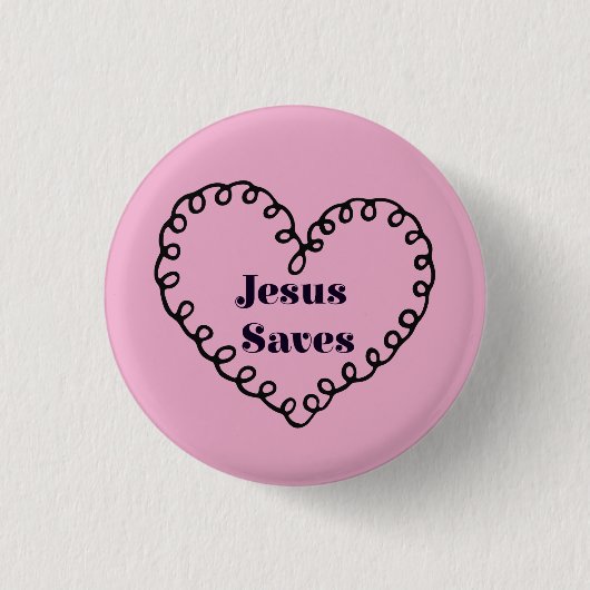 Jezus redt het hart ronde button 3,2 cm (Voorkant)