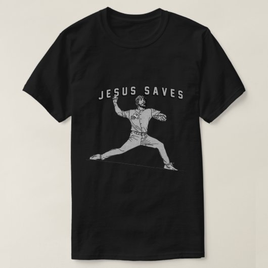 Jezus redt honkbal Pitcher Funny Jesus T-shirt (Design voorkant)