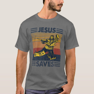 Jezus redt Ice Hockey Goalie Sport Religieuze Chri T-shirt
