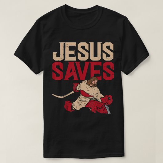 Jezus redt Ice Hockey Goalie Sport Religieuze Chri T-shirt (Design voorkant)