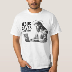 Jezus redt in de cloud - Grappige Jezus meme T-shirt