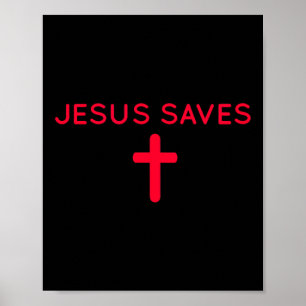 Jezus redt kruislings subtiel Christelijk geloof m Poster
