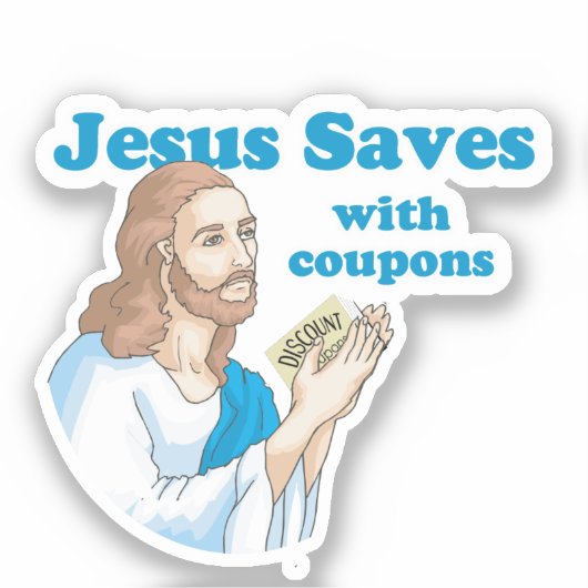 Jezus redt met coupons sticker (Voorkant)