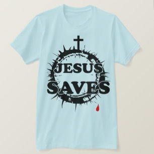 Jezus redt met kruis en doornenkroon t-shirt