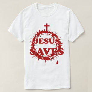 Jezus redt met kruis en doornenkroon t-shirt