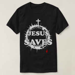 Jezus redt met kruis en doornenkroon t-shirt