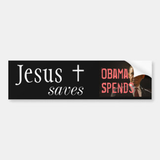 Jezus redt, Obama geeft uit Bumpersticker
