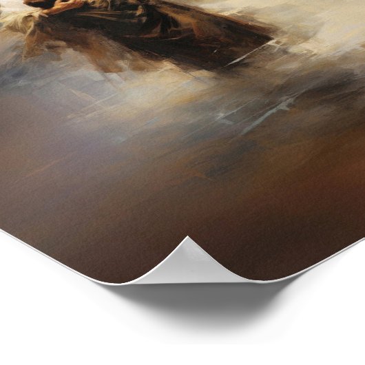 Jezus redt Petrus - Bijbelvers Digitale Print (Hoek)