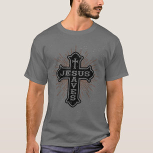 Jezus redt religieuze Heilige Christelijke Kruis K T-shirt