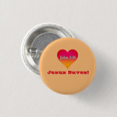 Jezus redt! ronde button 3,2 cm (Voorkant /achterkant)