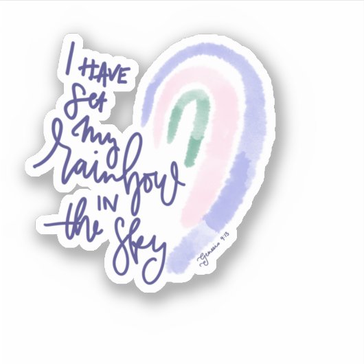 Jezus regenboogsticker genesis sticker (Voorkant)