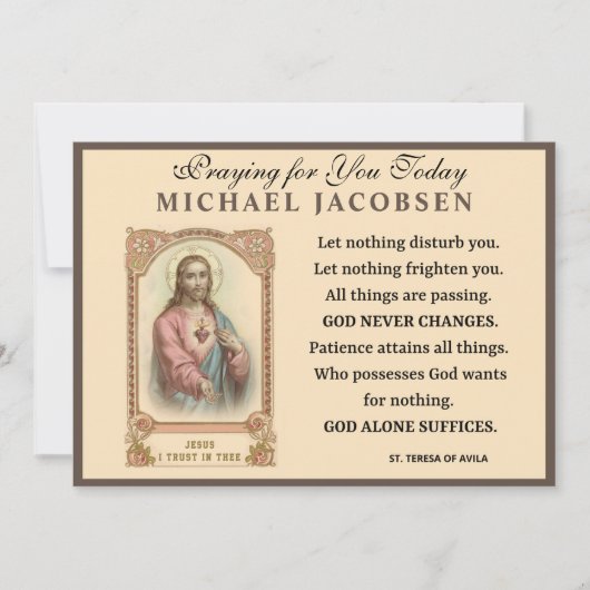 Jezus Religieuze St. Teresa van Avila Prayer Kaart (Voorkant)