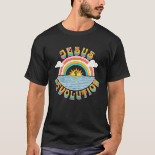 Jezus Revolutie Mensen Retro Sun Rainbow Christia T-shirt