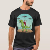 Jezus Rijden Een Dinosaurus Grappige Bigfoot UFO A T-shirt (Voorkant)
