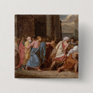 Jezus Rijdt de Merchants van de tempel Vierkante Button 5,1 Cm