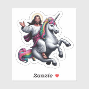 Jezus rijdt op een eenhoorn! sticker