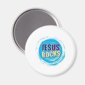 Jezus Rocks 7 Blauw & Geel Magneet (Voorkant / Achterkant)