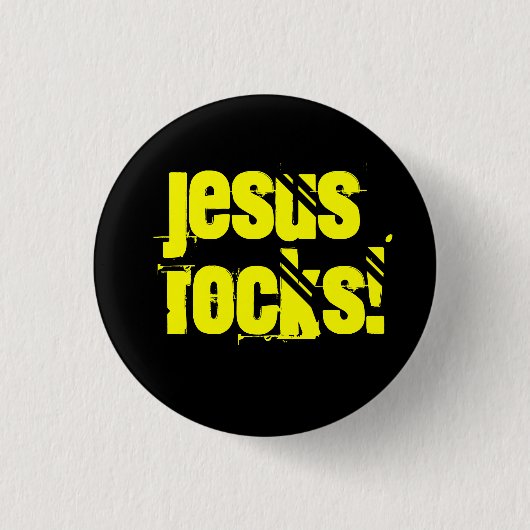 Jezus Rocks! Ronde Button 3,2 Cm (Voorkant)