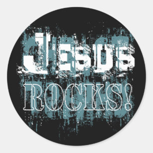 Jezus Rocks!Sticker Ronde Sticker