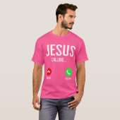 Jezus roept mobiele telefoon Christelijke nummers T-shirt (Voorkant volledig)