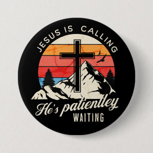 Jezus roept ronde button 7,6 cm