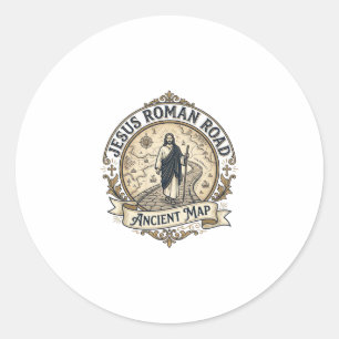 Jezus Romeinse Weg Oude Kaart Jezus Romeinse Weg O Ronde Sticker