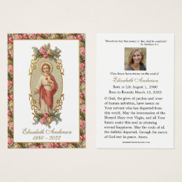 Jezus Sacred Heart, katholieke begrafenis Heilige Visitekaartje
